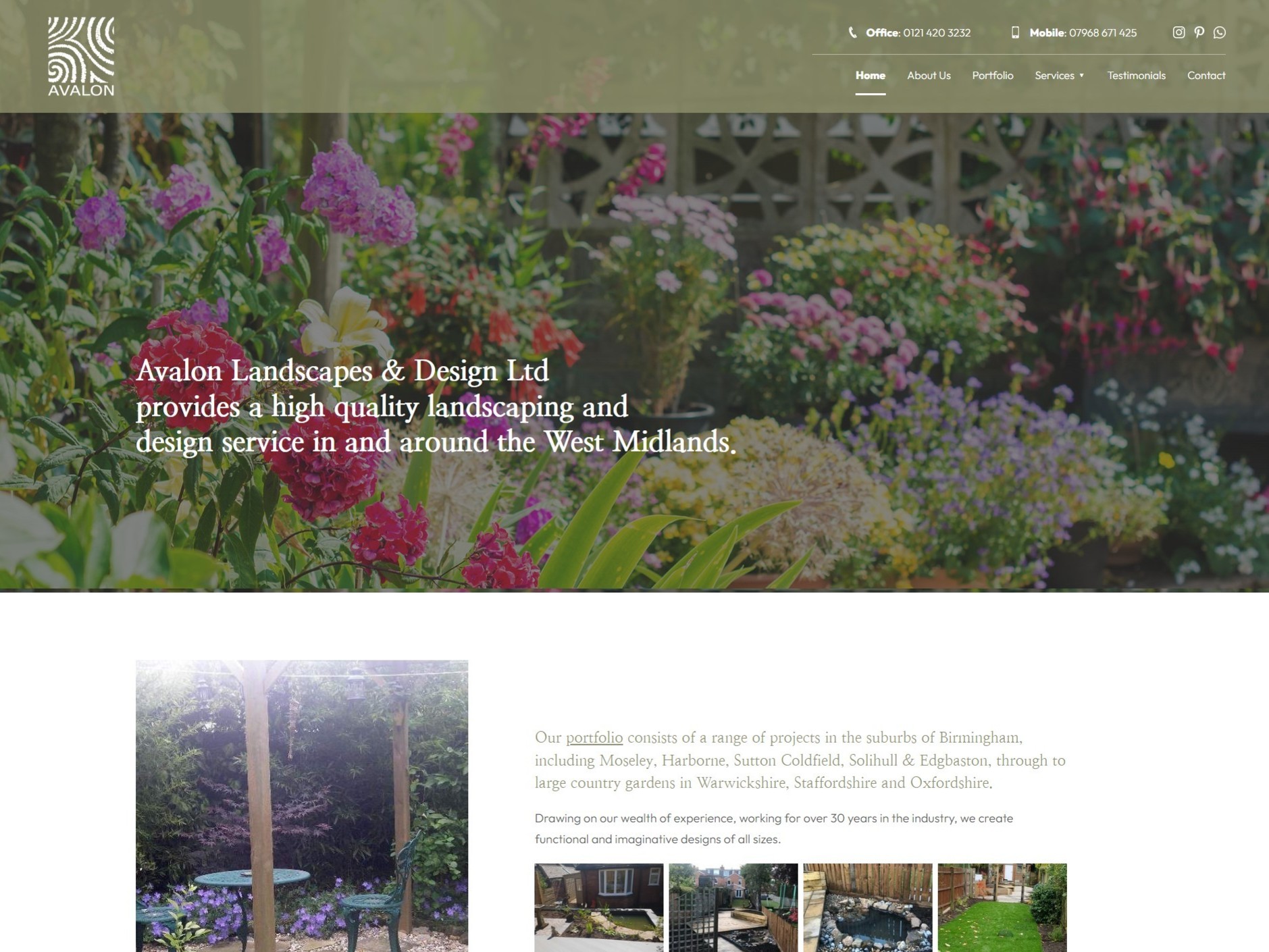 Avalon Landscapes website