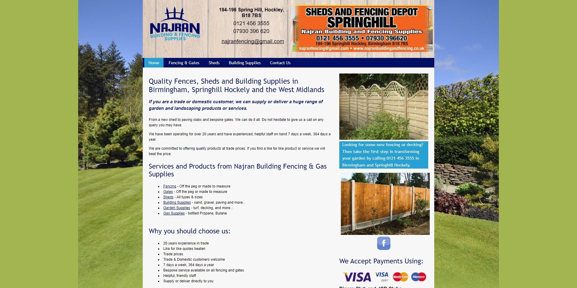 The unresponsive website for Najran Building and Fencing company
