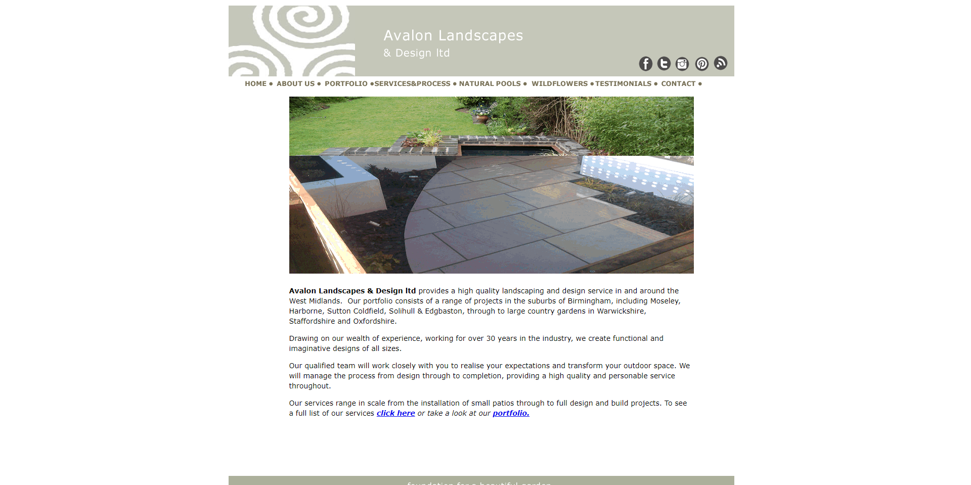 The previous Avalon Landscapes website from it'seeze