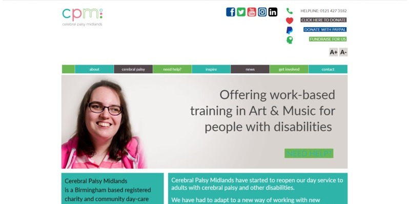 The previous Cerebral Palsy Midlands website from it'seeze